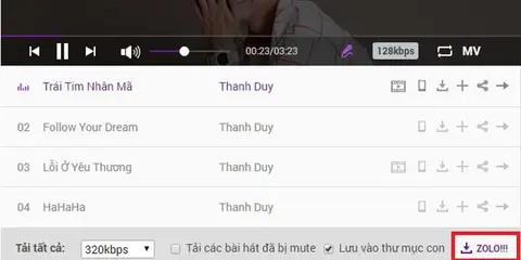 Zolo: tiện ích cho phép tải nguyên album nhạc trên Zing MP3