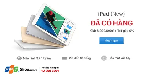 iPad New 9.7” [2017] lên kệ FPT Shop vào ngày 9/5