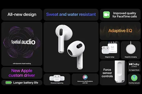AirPods 3 ra mắt: Thiết kế hài hòa, pin tốt hơn, cải tiến chất âm và hỗ trợ Adaptive EQ