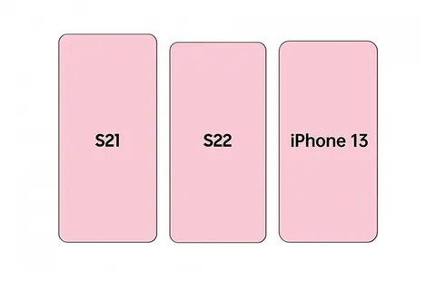 Đây là so sánh kích thước giữa dòng Samsung Galaxy S22 và iPhone 13