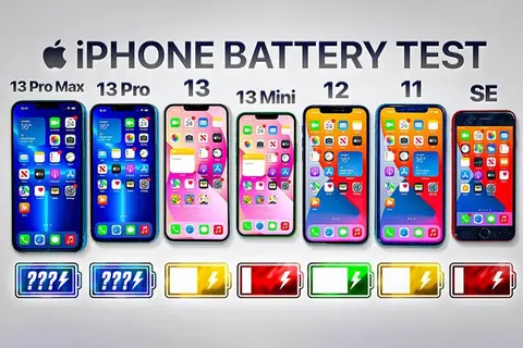 Video so sánh thời lượng pin 4 mẫu iPhone 13 với iPhone 12, iPhone 11 và iPhone SE 2020