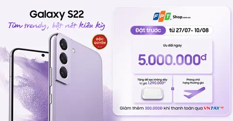 FPT Shop độc quyền bán Galaxy S22 Bora Purple, ưu đãi đến 6,29 triệu cho khách đặt trước