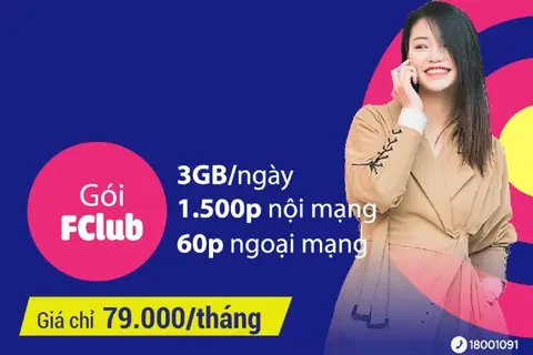 Cách đăng ký gói FCLUB (3T/6T/12T) VinaPhone - Nhận ngay 90GB data và 1560 phút gọi
