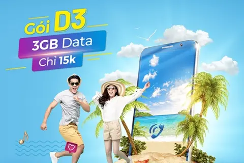 Đăng ký gói D3 VinaPhone - Nhận ngay 3GB Data cho 3 ngày truy cập Internet chỉ với 15K