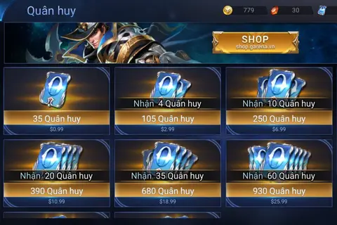 Bảng quy đổi nạp Quân Huy trong Liên Quân: 20k, 50k, 100k đổi được bao nhiêu Quân Huy?