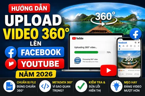 Upload video 360 độ lên Facebook, YouTube năm 2026: Hướng dẫn chi tiết từ A đến Z