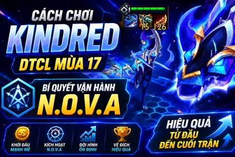 Cách chơi đội hình Kindred DTCL mùa 17: Bí quyết vận hành N.O.V.A hiệu quả từ đầu đến cuối trận