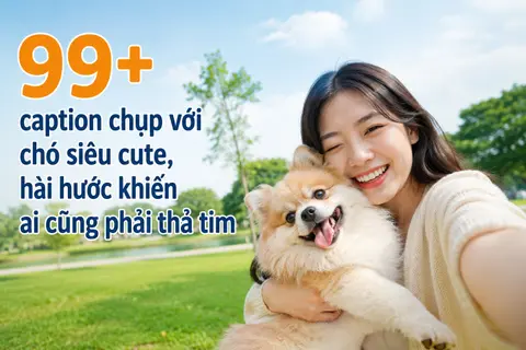 99+ caption chụp với chó siêu cute, hài hước khiến ai cũng phải thả tim