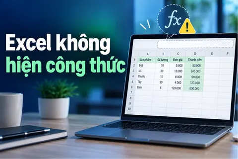 Excel không hiện công thức: Nguyên nhân, cách khắc phục nhanh, dễ thực hiện trên máy tính