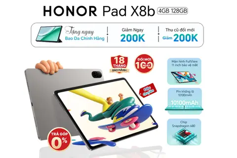 FPT Shop mở bán HONOR Pad X8b WiFi 4 GB 128 GB: Ưu đãi 200.000 đồng, tặng bao da và trả góp 0%