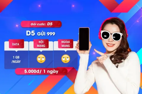 Gói D5 MobiFone: Chỉ 5K/ngày nhận ngay ưu đãi 1GB data tốc độ cao cực kỳ hấp dẫn 