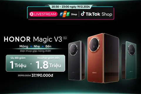 Siêu phẩm Magic V3 và loạt điện thoại Honor giảm giá tới 2,8 triệu đồng tại Livestream TikTok FPT Shop