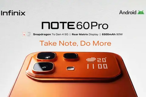 Infinix Note 60 Pro lộ diện với Rear Matrix Display, Snapdragon 7s Gen 4 và pin 6.500 mAh