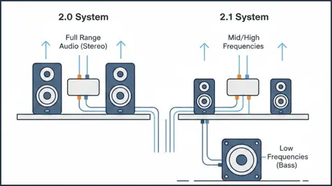Loa 2.0 và 2.1 là gì? So sánh chi tiết ưu nhược điểm để chọn loa phù hợp nhu cầu