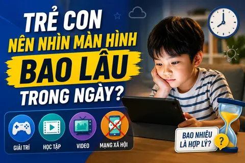 Trẻ con nên nhìn màn hình giải trí bao lâu trong ngày để hạn chế ảnh hưởng sức khỏe?