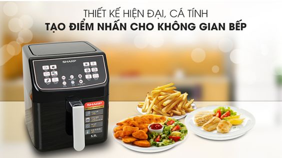 Nồi chiên không dầu Sharp KF-AF55EV-BK thiết kế độc đáo