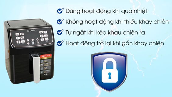 Nồi chiên không dầu Sharp KF-AF55EV-BK sử dụng an toàn
