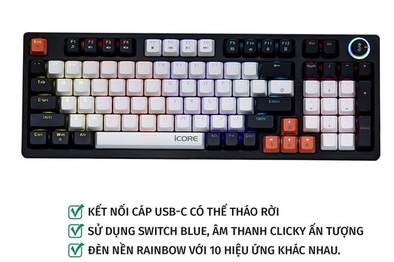 Bàn phím cơ có dây iCore ICK10 - hình 2