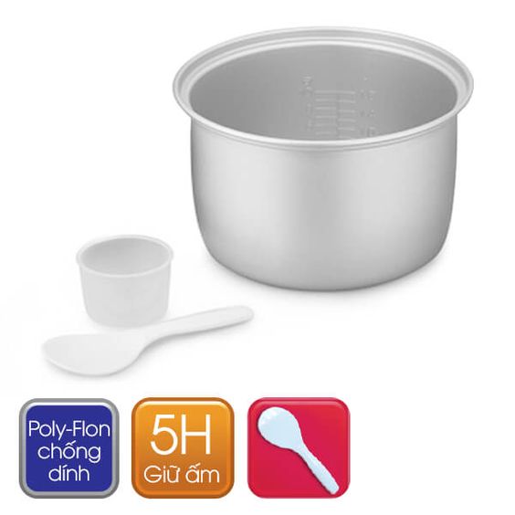 Lòng nồi Sharp KS-N191ETV chống dính Poly-flon sáng bóng