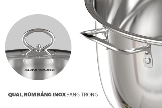 Bộ 3 nồi inox 5 đáy Sunhouse SHG788 - hình 2
