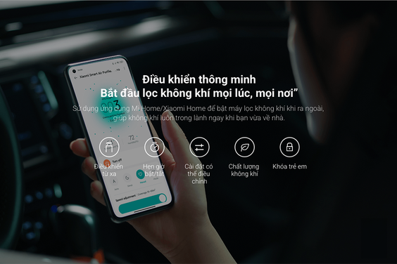 Máy lọc không khí Xiaomi thường đi kèm với các tính năng điều khiển thông qua ứng dụng di động
