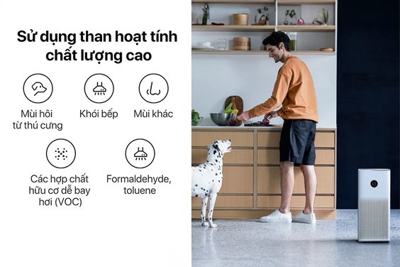 Máy lọc không khí Xiaomi còn được trang bị lớp lọc than hoạt tính