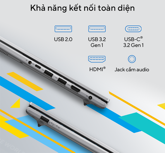 Laptop Asus Vivobook 14 X1404ZA-NK389W được trang bị nhiều cổng kết nối
