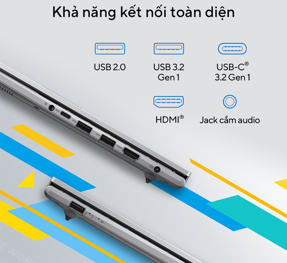 Laptop Asus Vivobook 15 X1504ZA-NJ517W hỗ trợ nhiều cổng giao tiếp