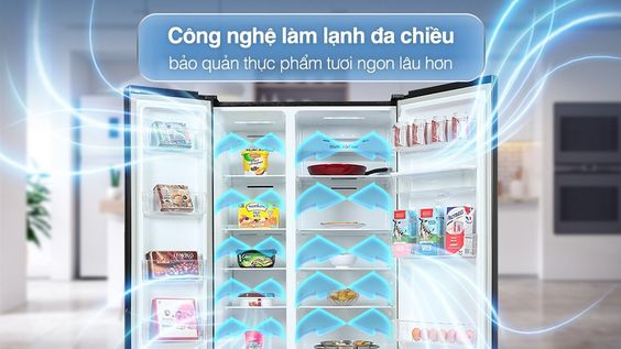 Tủ lạnh Casper Inverter Side by Side 458 lít RS-460PG sử dụng hệ thống làm lạnh đa chiều