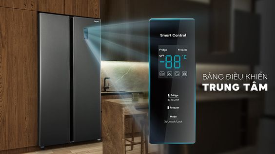 Tủ lạnh Casper Inverter Side by Side 458 lít RS-460PG có bảng điều khiển ở ngoài cửa tủ