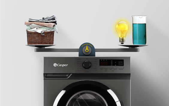 Máy giặt cửa trước Casper Inverter 8.0 Kg WF-8VG1 tiết kiệm điện với động cơ Inverter