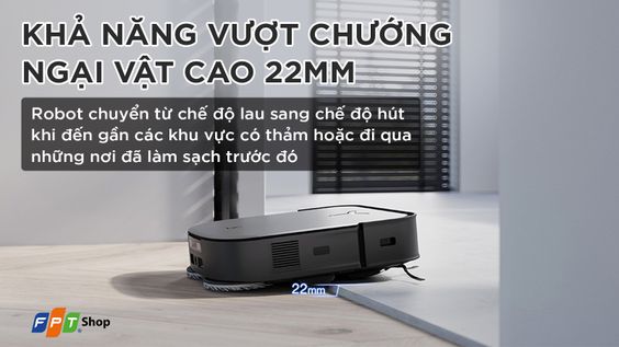 Deebot X2 Omni có khả năng vượt chướng ngại vật cao 22mm