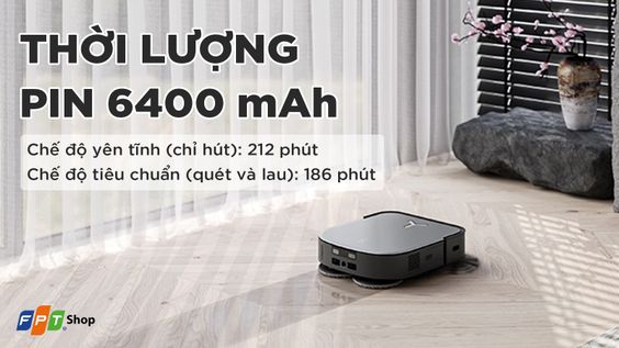 Deebot X2 Omni sở hữu thời lượng pin 6400 mAh cực khủng 