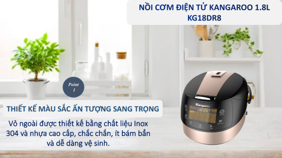 Nồi cơm điện tử Kangaroo KG18DR8 - hình 1