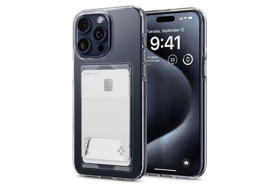 Ốp lưng iPhone 15 Promax Spigen silicon chống sốc quân đội, chống ố vàng, có khe đựng thẻ trong suốt 1