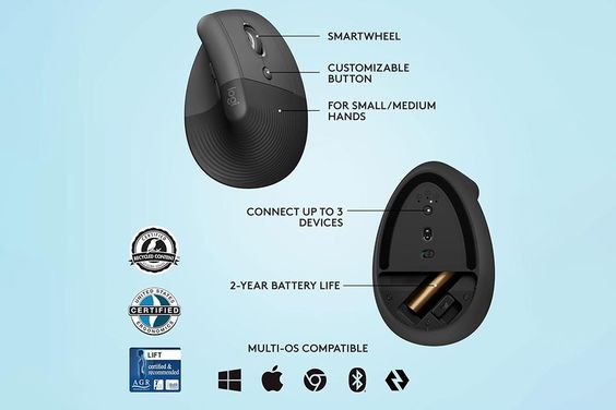 Chuột Bluetooth công thái học Logitech Lift Vertical 3