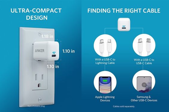 Tương thích củ sạc nhanh Anker 20W