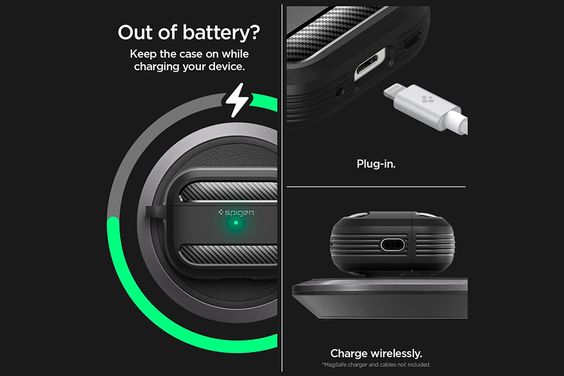 Ốp lưng AirPods Pro 2 Spigen Rugged Armor 123