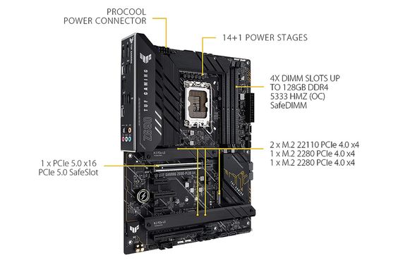Mainboard Asus TUF Gaming Z690 - Plus D4 (LGA 1700 - ATX Form Factor - DDR4)
