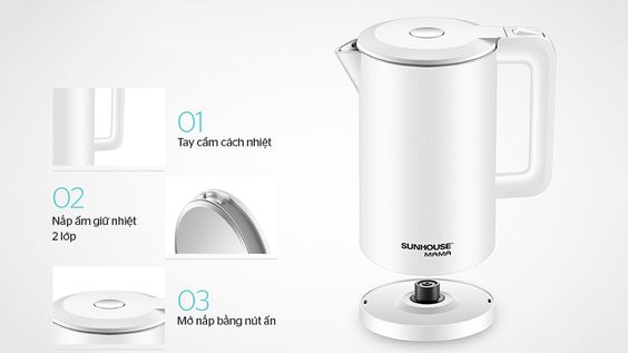 Ấm siêu tốc Sunhouse Mama 2 lớp (1.7 lít) 4