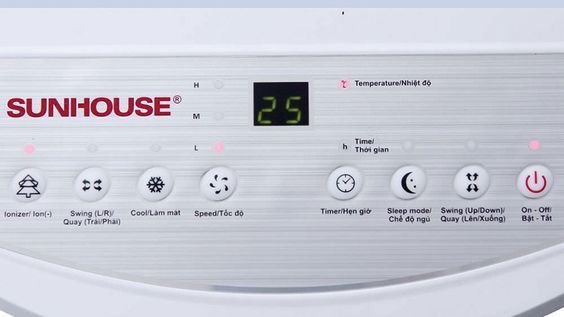 Quạt điều hòa Sunhouse SHD7723 sử dụng dễ dàng qua bảng điều khiển