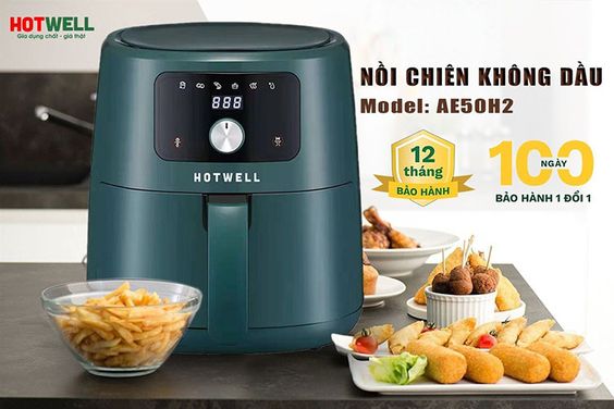 Nồi chiên không dầu Hotwell AE50H2 không cần mỡ chiên, nướng