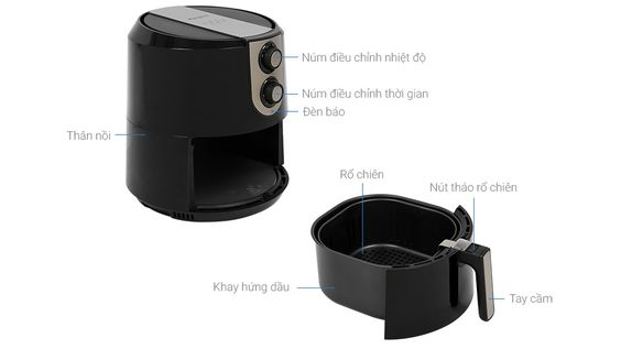 Nồi chiên không dầu Kangaroo KG55AF1 thiết kế sang trọng