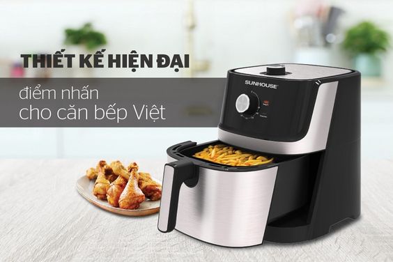 Thiết kế Sunhouse SHD4056VM 6 lít sang trọng với vỏ inox sáng bóng