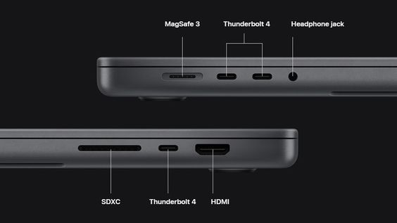 MacBook Pro 14 inch M2 Max 2023 trang bị đầy đủ các cổng
