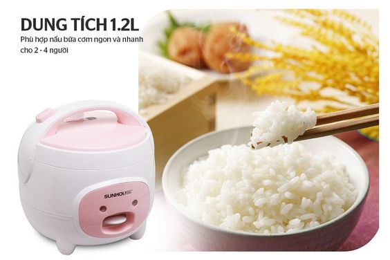Nồi cơm điện Sunhouse 1.2 lít SHD8217W có dung tích thông minh