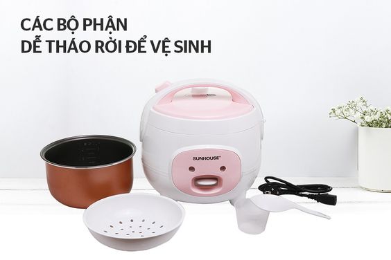 Nồi cơm điện Sunhouse 1.2 lít SHD8217W rất dễ tháo rời để vệ sinh