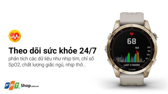 Garmin Fenix 7S, Sapphire, Solar, Màu hồng vàng Titanium 60