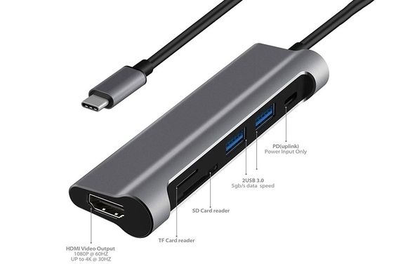 Cáp Hub USB-C 6 in 1 JCPal 3