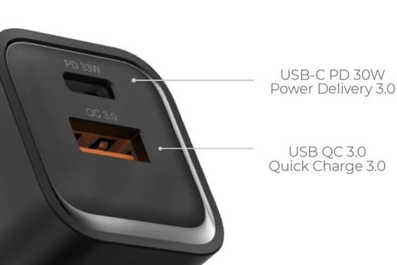 Củ sạc nhanh 2 cổng Mazer Infinite 33W (USB-C PD 33W + USB-A 18W) Trắng